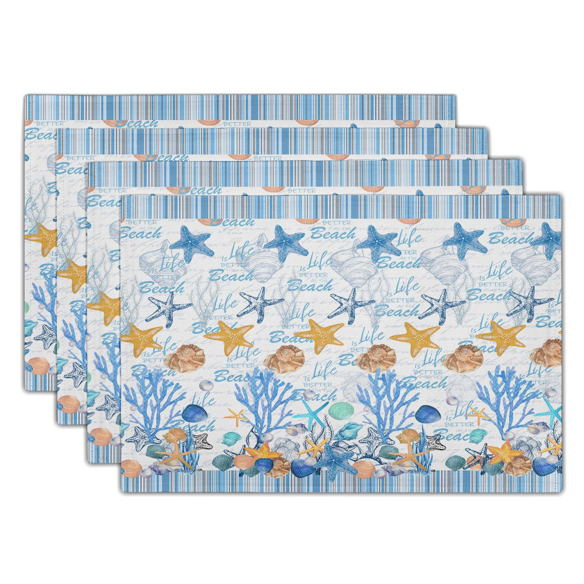Blue Floral Branches Placemats Set of 4 ,12 x 18 Inch Chinoiserie Table Mats Washable Heat Resistant Linen Fabric Rectangle Place Mat for Indoor Outdoor Kitchen Dining Home Decor