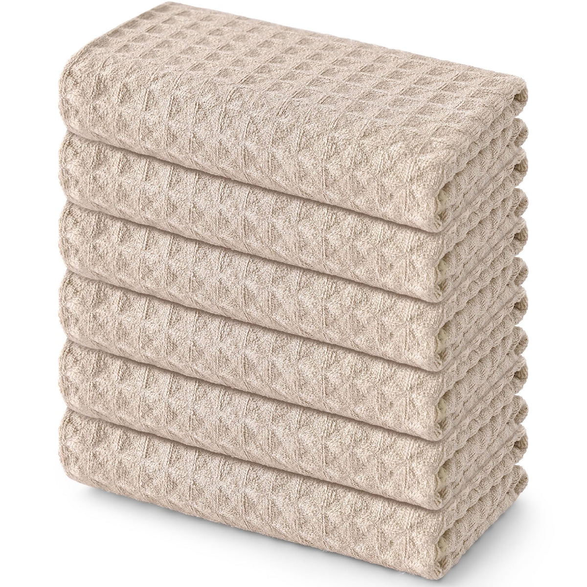Homaxy Microfiber Waffle Weave Kitchen Dish Cloths, 6-Pack, White