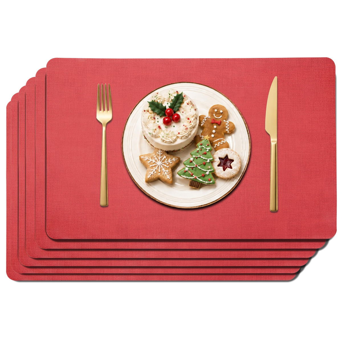 Maxpearl Faux Leather Placemats Set of 6, Easy to Clean, Grey