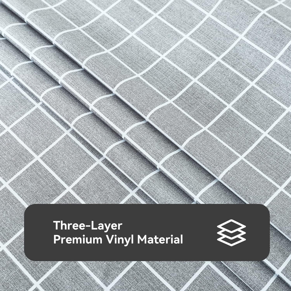 Romanstile Checkered Vinyl Tablecloth, Rectangle 54 x 78, Grey