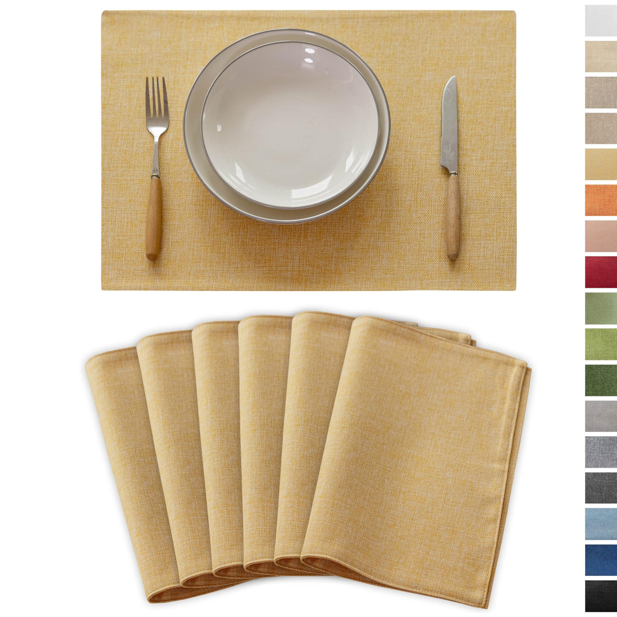 Demetex Cloth Placemats Green Set of 4 Vintage Textured Linen Place Mats Heat Resistant Plate Placemat for Kitchen Dinning Table, Green