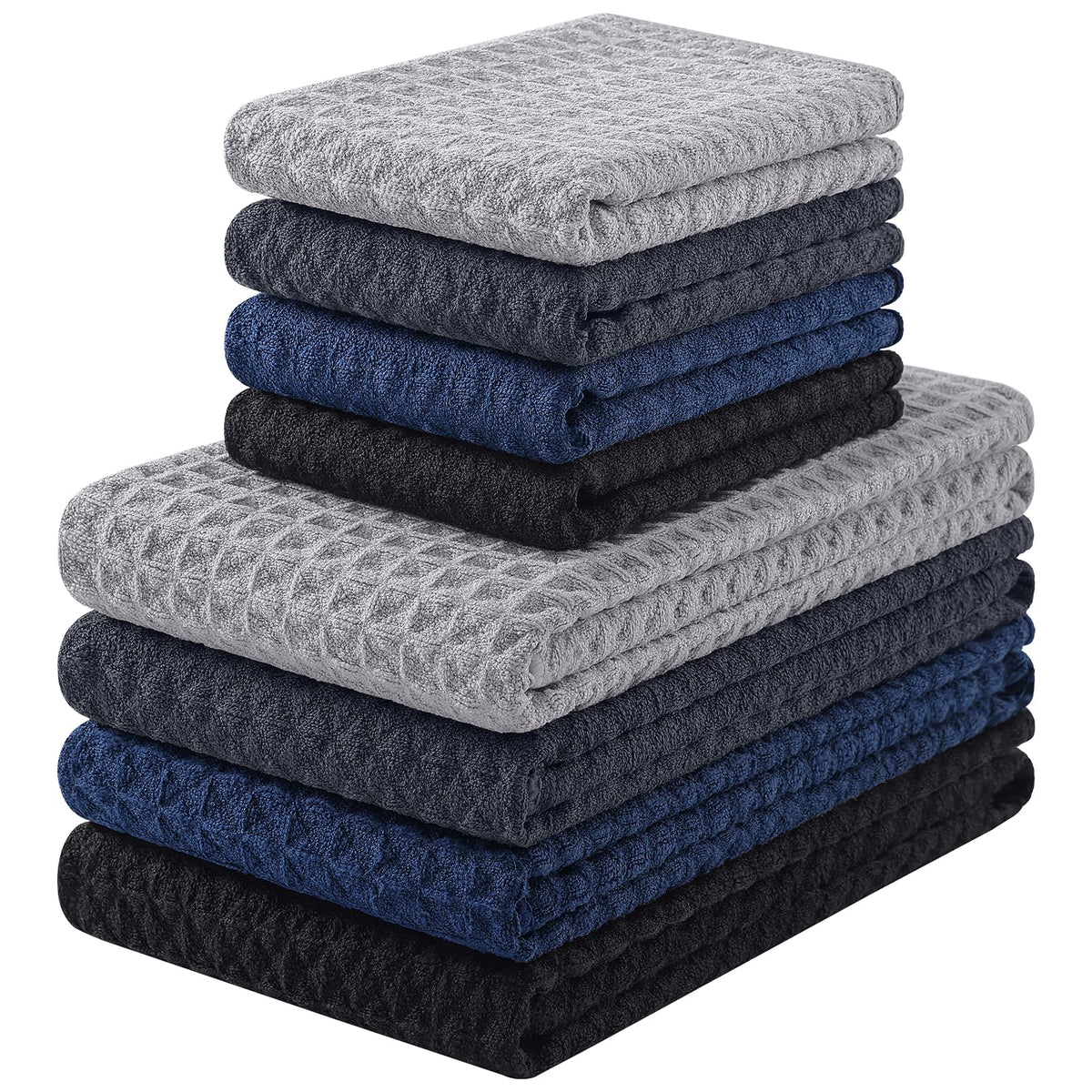 Homaxy Microfiber Waffle Weave Kitchen Dish Cloths, 6-Pack, White