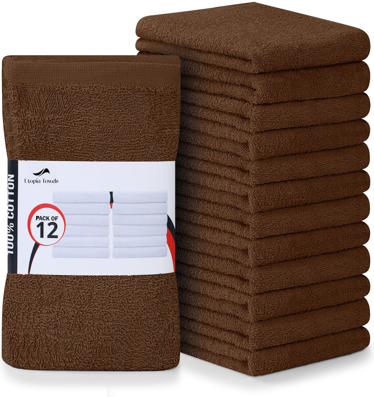 Utopia Towels Kitchen Bar Mops, Pack of 12, 16x19 in, 100% Cotton, White