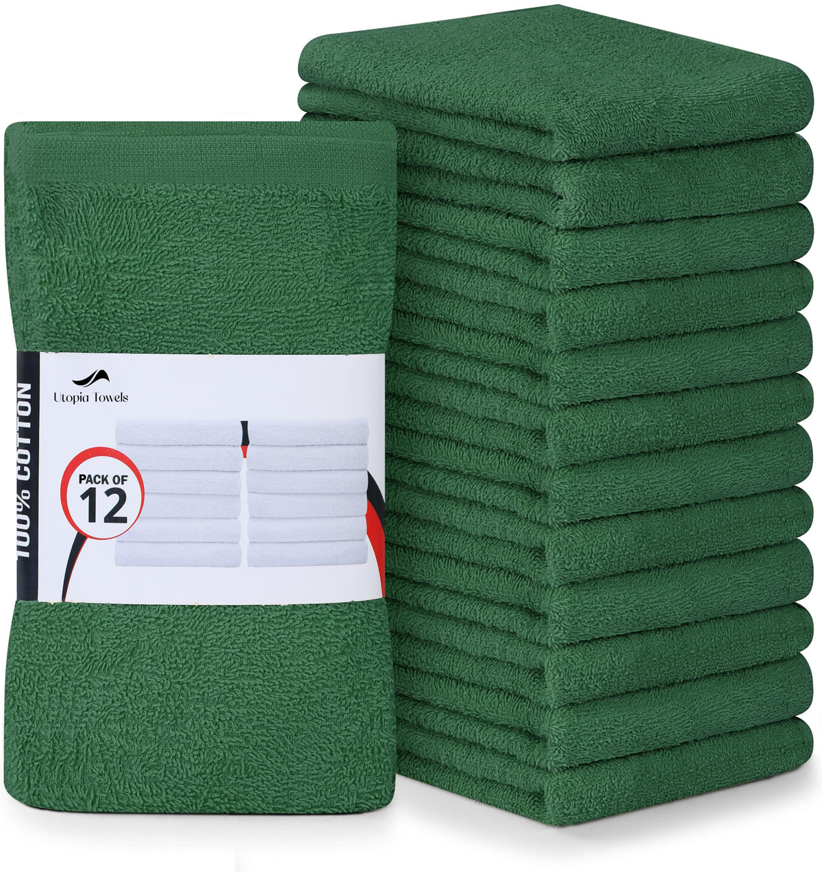 Utopia Towels Kitchen Bar Mops, Pack of 12, 16x19 in, 100% Cotton, White