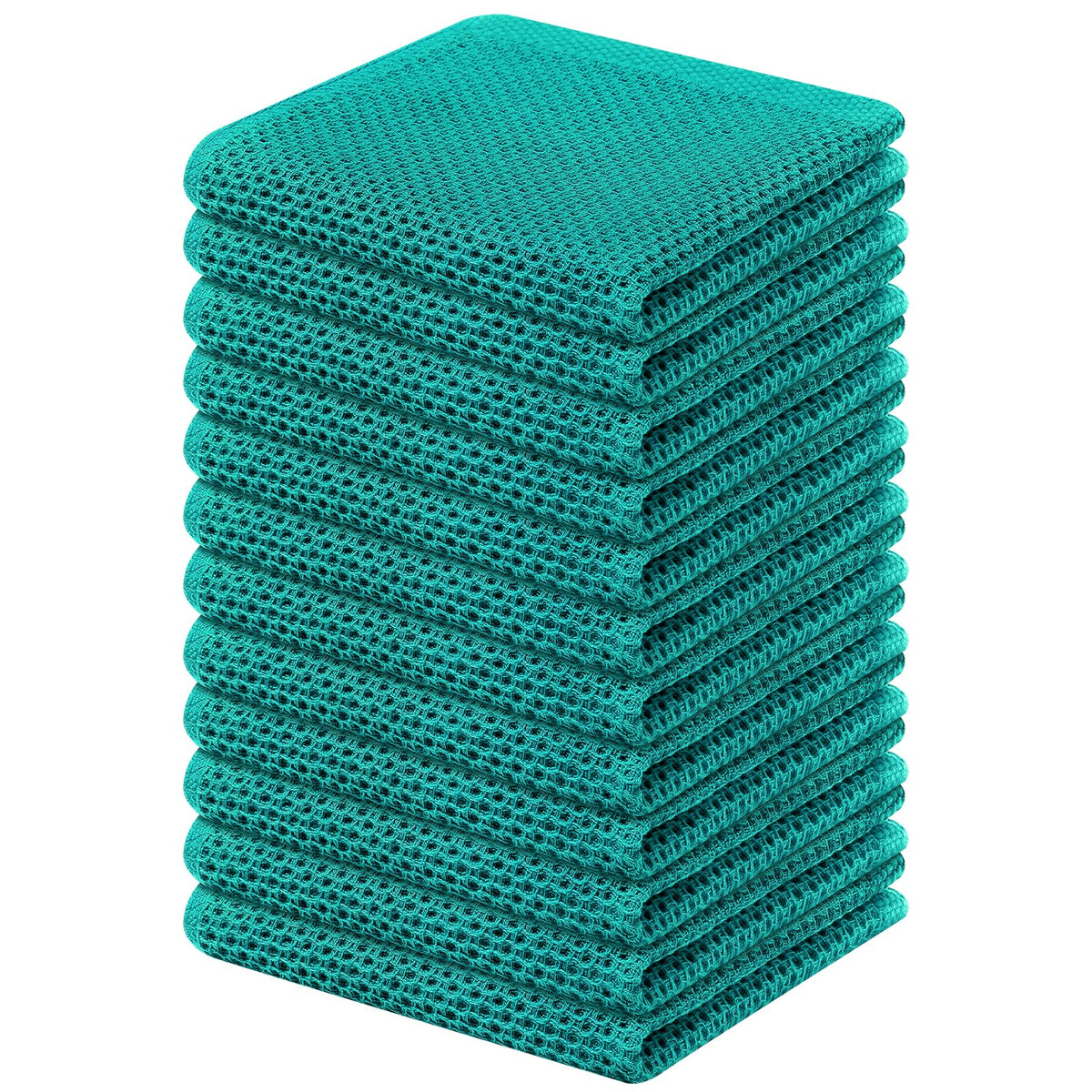 Kitinjoy 100% Cotton Waffle 6-Pack Kitchen Towels, 12" x 12", Dark Grey