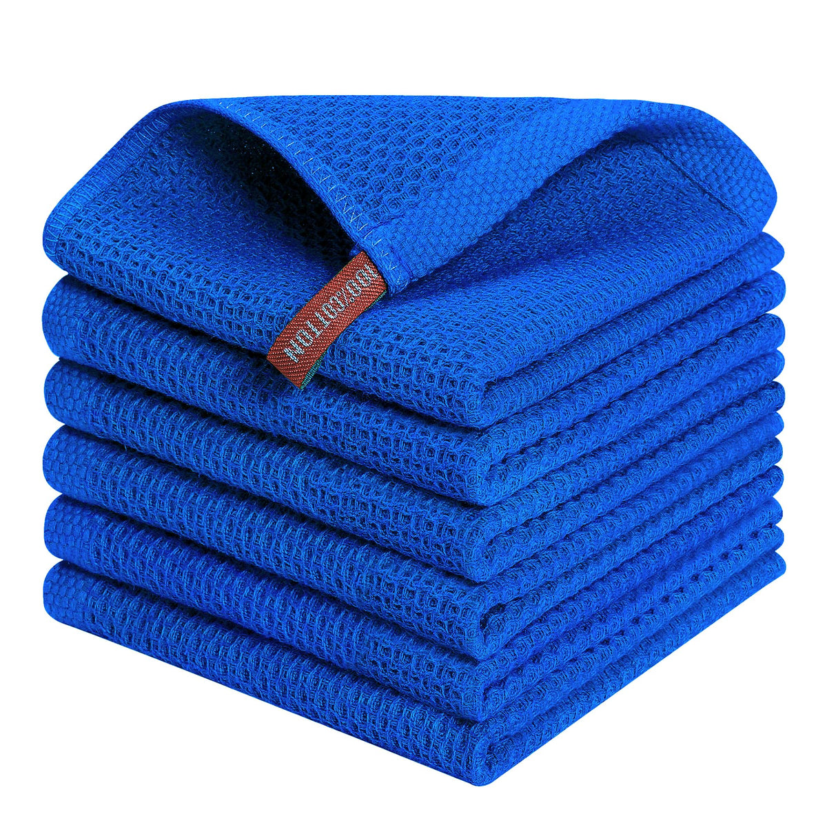 Kitinjoy 100% Cotton Waffle 6-Pack Kitchen Towels, 12" x 12", Dark Grey