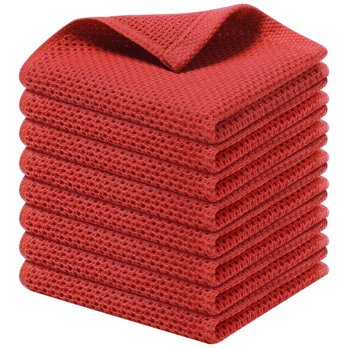 Kitinjoy 100% Cotton Waffle 6-Pack Kitchen Towels, 12" x 12", Dark Grey