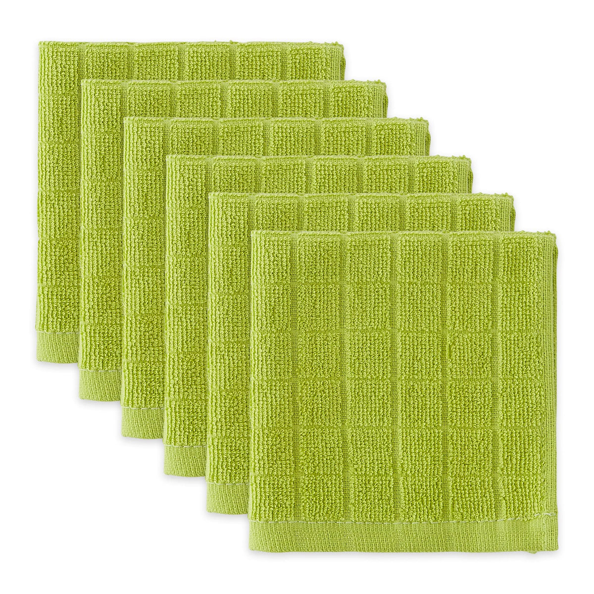 DII Basic Terry Collection Solid Windowpane Dishcloth Set, 12x12, Spice, 6 Piece