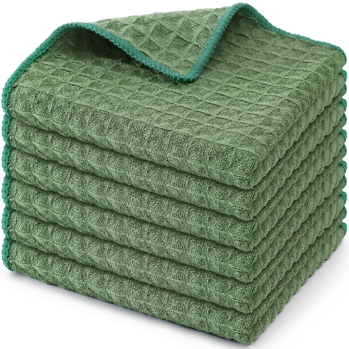 Homaxy Microfiber Waffle Weave Kitchen Dish Cloths, 6-Pack, White