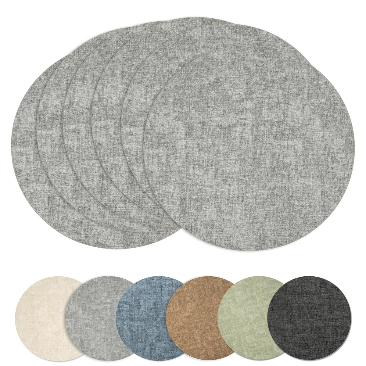 Maxpearl Faux Leather Placemats Set of 6, Easy to Clean, Grey