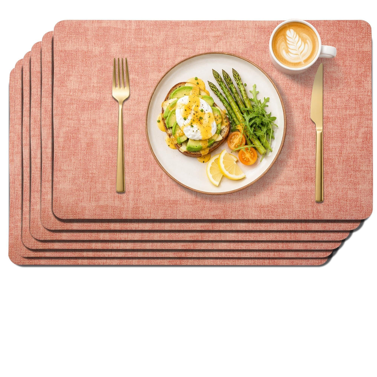 Maxpearl Faux Leather Placemats Set of 6, Easy to Clean, Grey