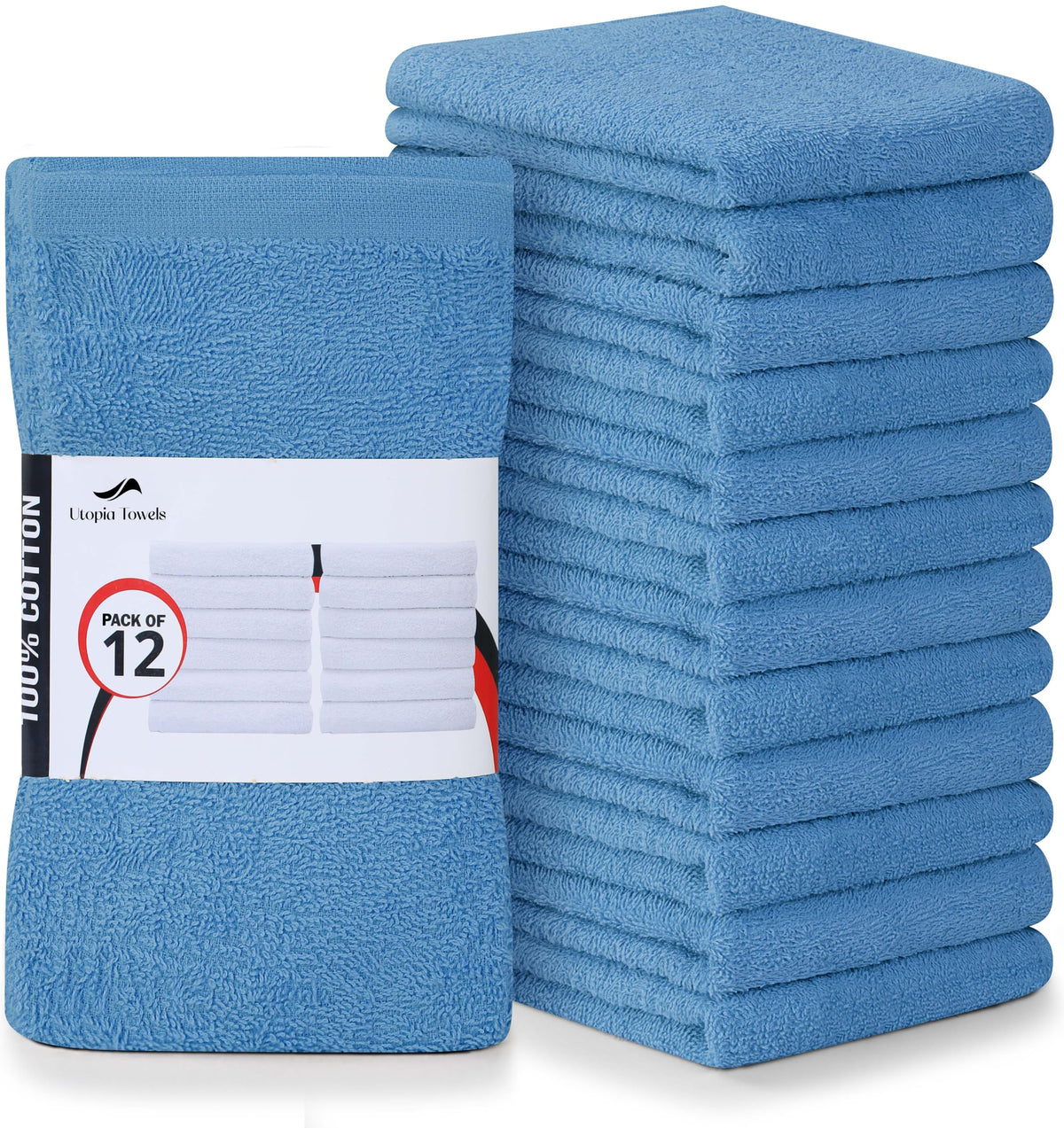 Utopia Towels Kitchen Bar Mops, Pack of 12, 16x19 in, 100% Cotton, White
