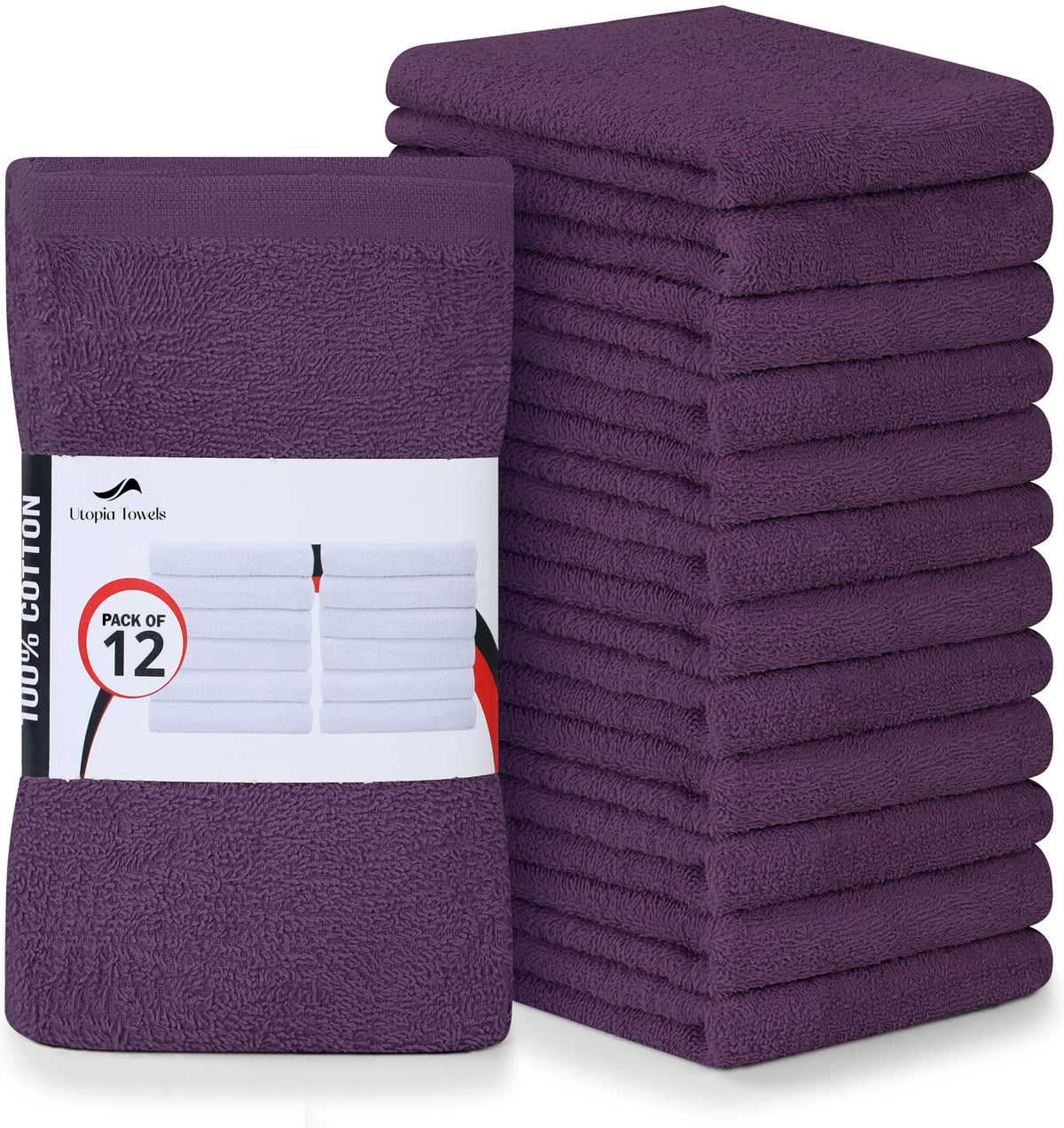 Utopia Towels Kitchen Bar Mops, Pack of 12, 16x19 in, 100% Cotton, White