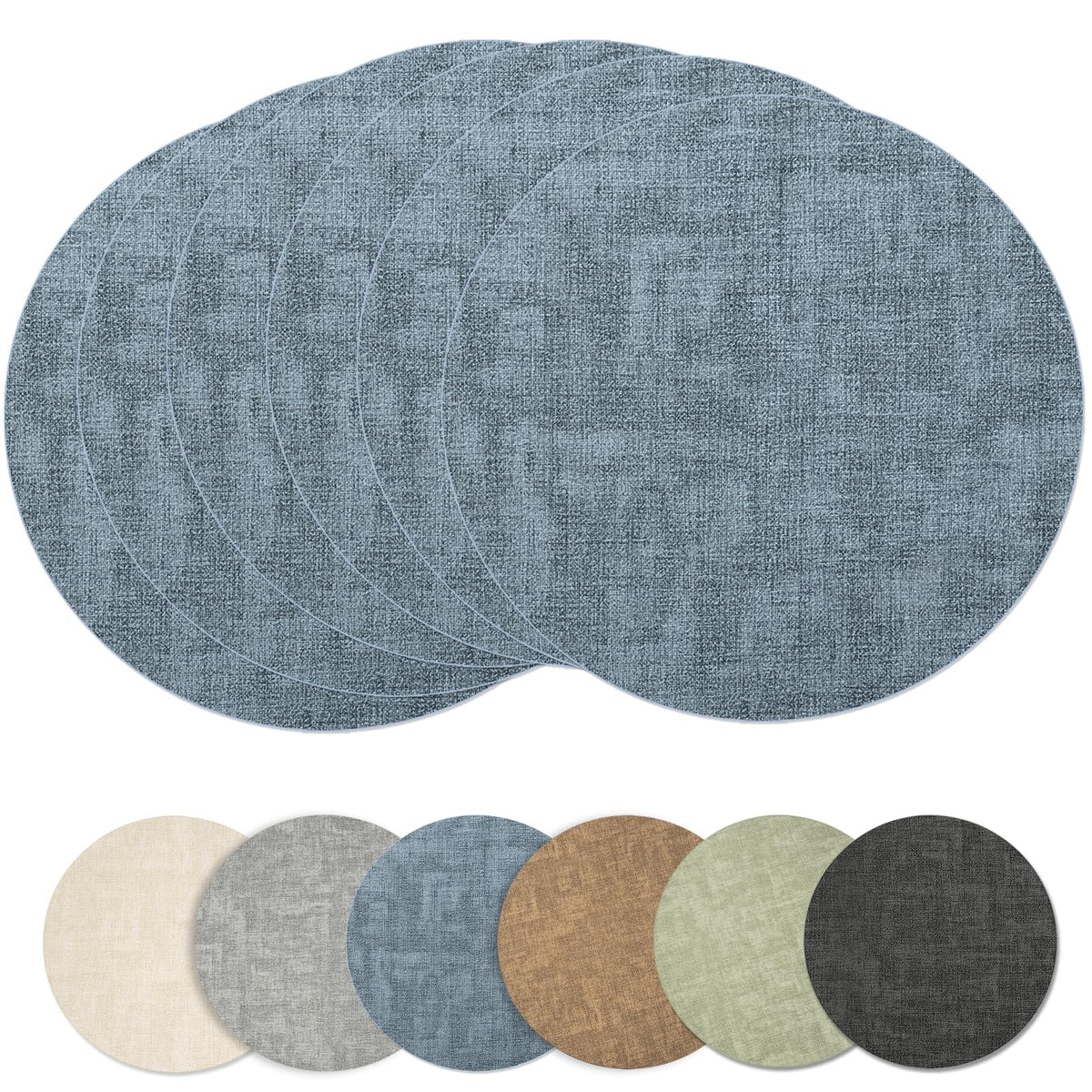 Maxpearl Faux Leather Placemats Set of 6, Easy to Clean, Grey