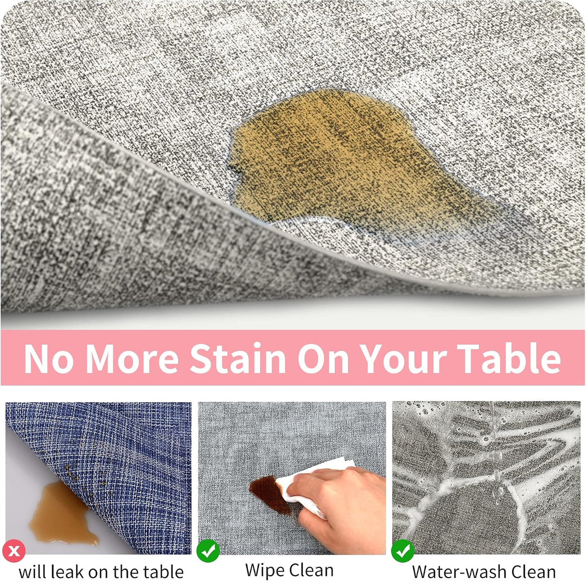 Maxpearl Faux Leather Placemats Set of 6, Easy to Clean, Grey