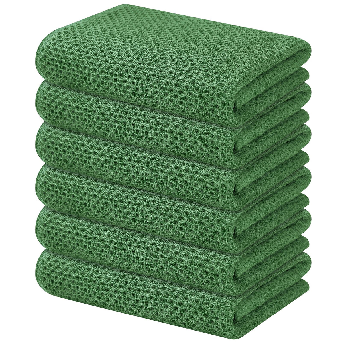 Kitinjoy 100% Cotton Waffle 6-Pack Kitchen Towels, 12" x 12", Dark Grey
