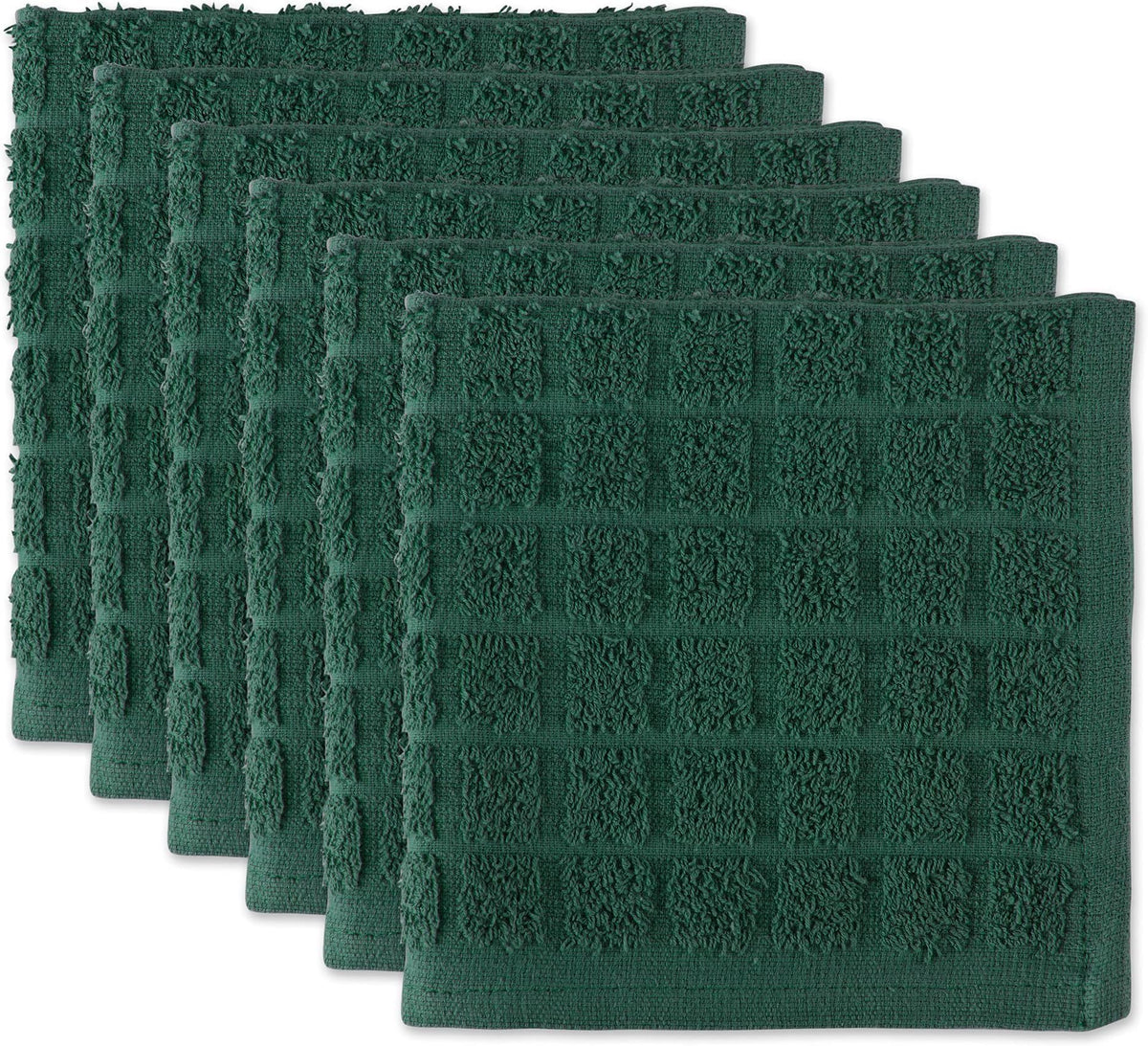 DII Basic Terry Collection Solid Windowpane Dishcloth Set, 12x12, Spice, 6 Piece