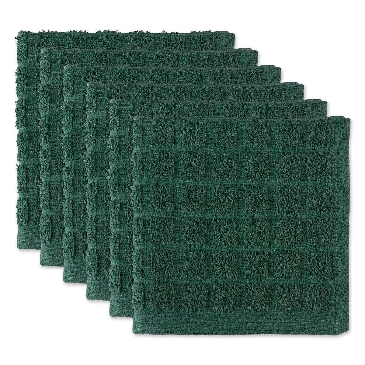 DII Basic Terry Collection Solid Windowpane Dishcloth Set, 12x12, Spice, 6 Piece