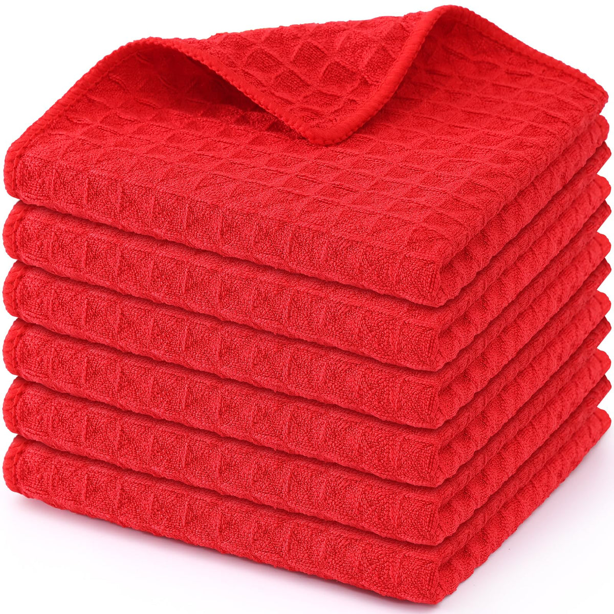 Homaxy Microfiber Waffle Weave Kitchen Dish Cloths, 6-Pack, White