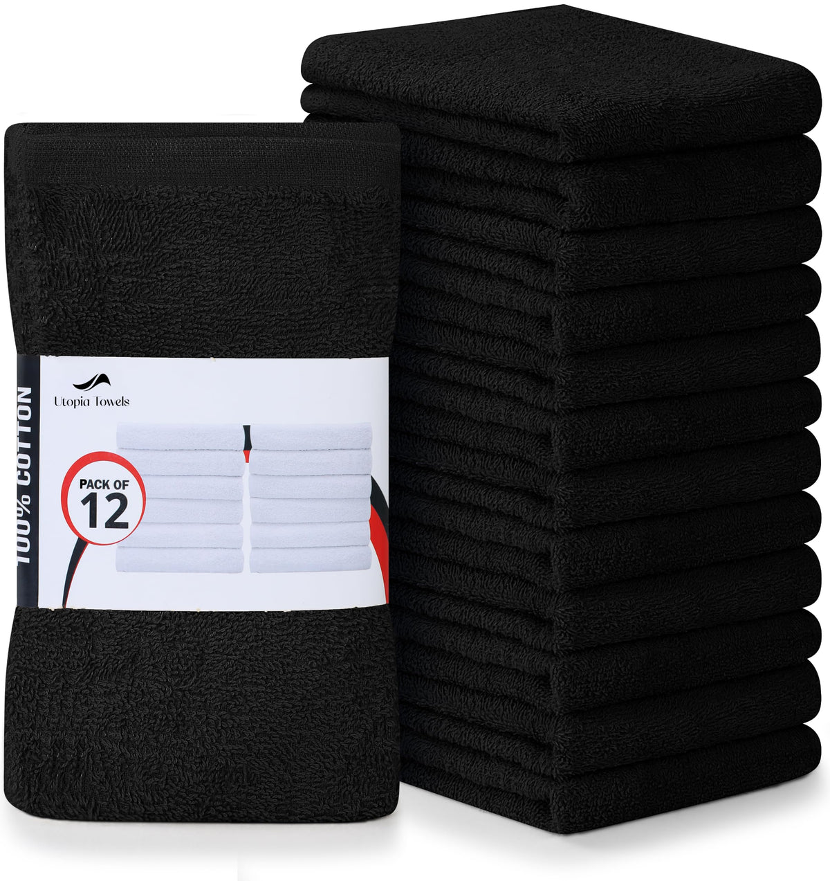 Utopia Towels Kitchen Bar Mops, Pack of 12, 16x19 in, 100% Cotton, White