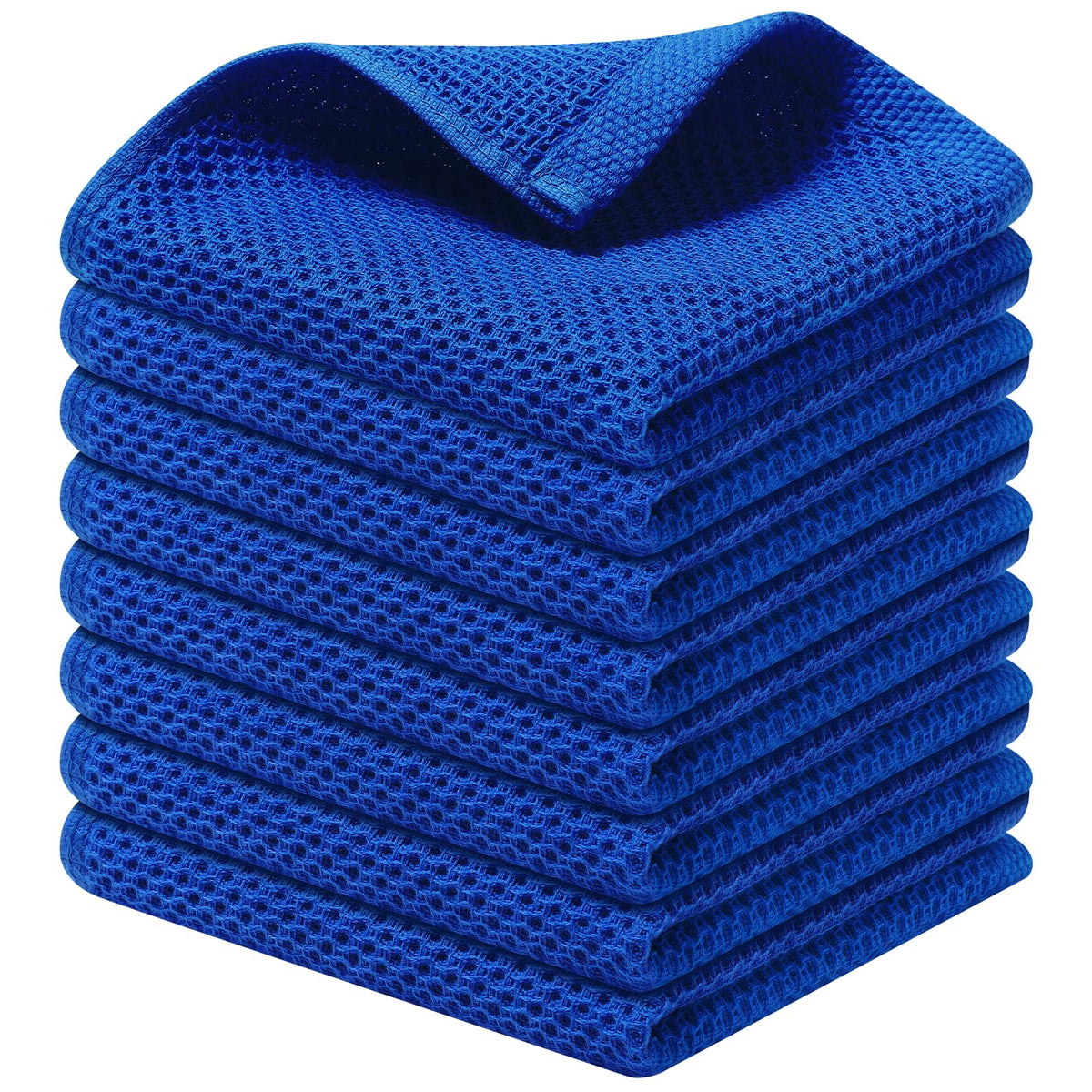 Kitinjoy 100% Cotton Waffle 6-Pack Kitchen Towels, 12" x 12", Dark Grey