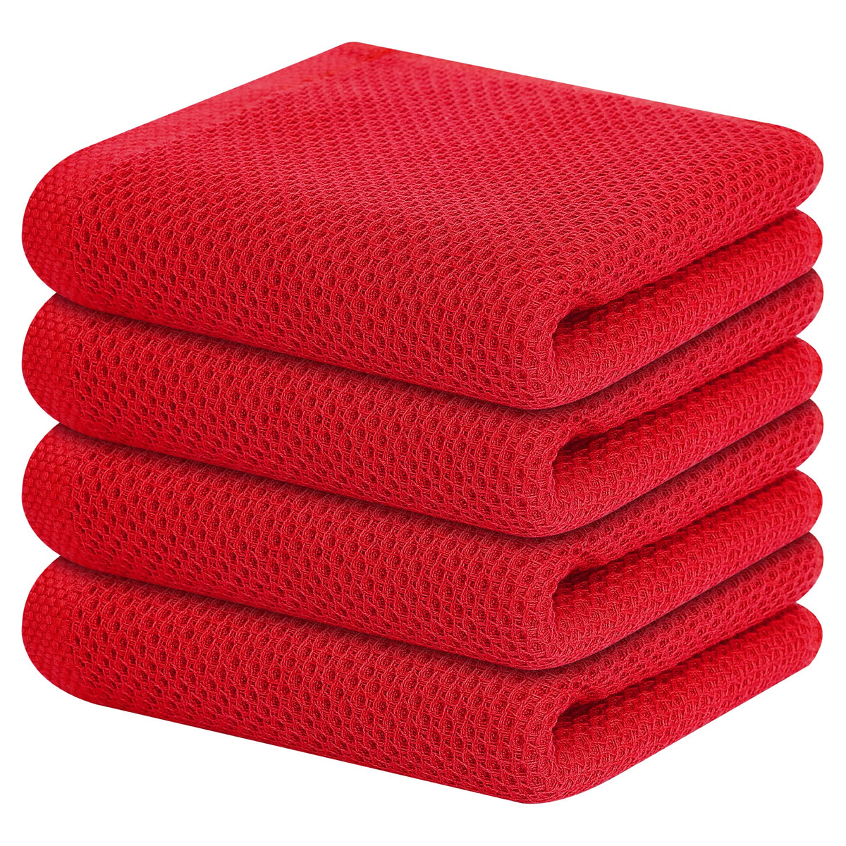 Kitinjoy 100% Cotton Waffle 6-Pack Kitchen Towels, 12" x 12", Dark Grey