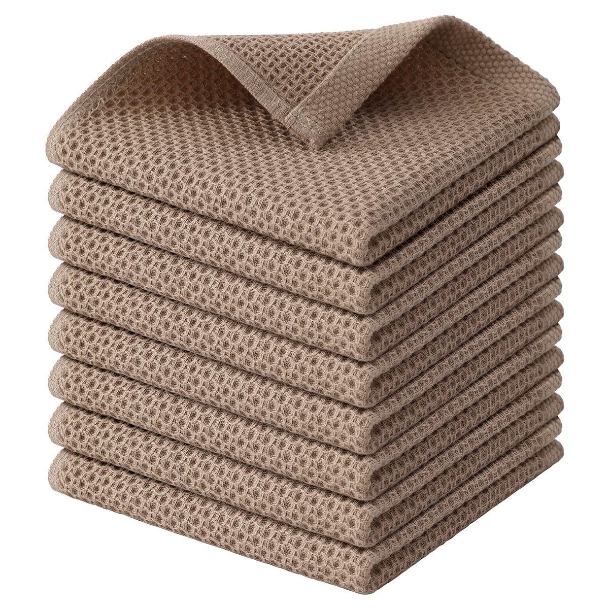 Kitinjoy 100% Cotton Waffle 6-Pack Kitchen Towels, 12" x 12", Dark Grey