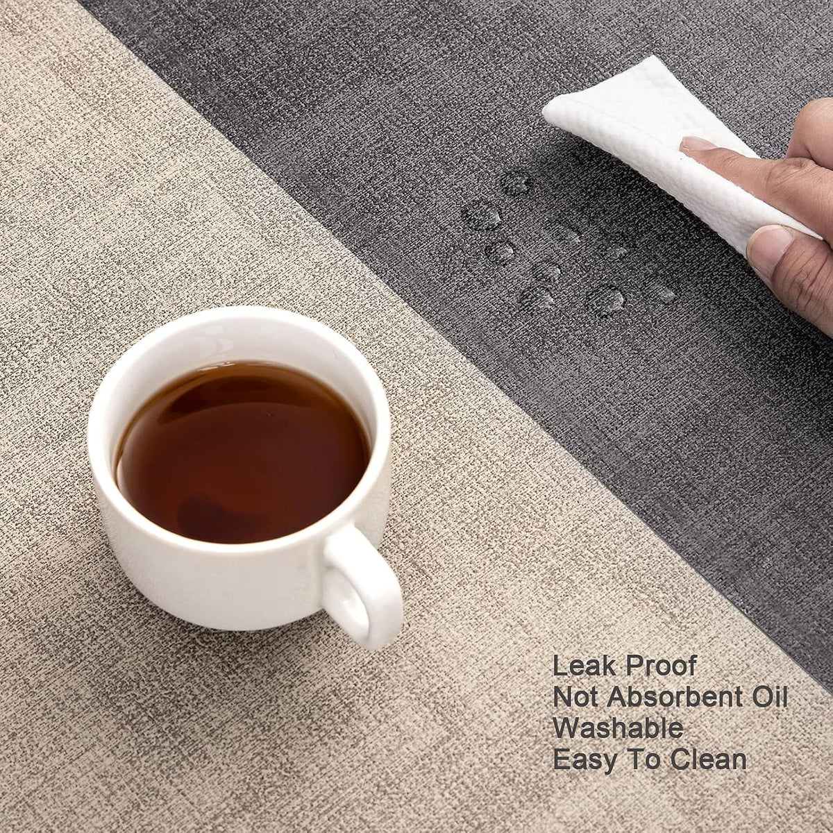 Myir JUN Faux Leather Placemats Set of 6, Reversible Dual-Color Place Mats