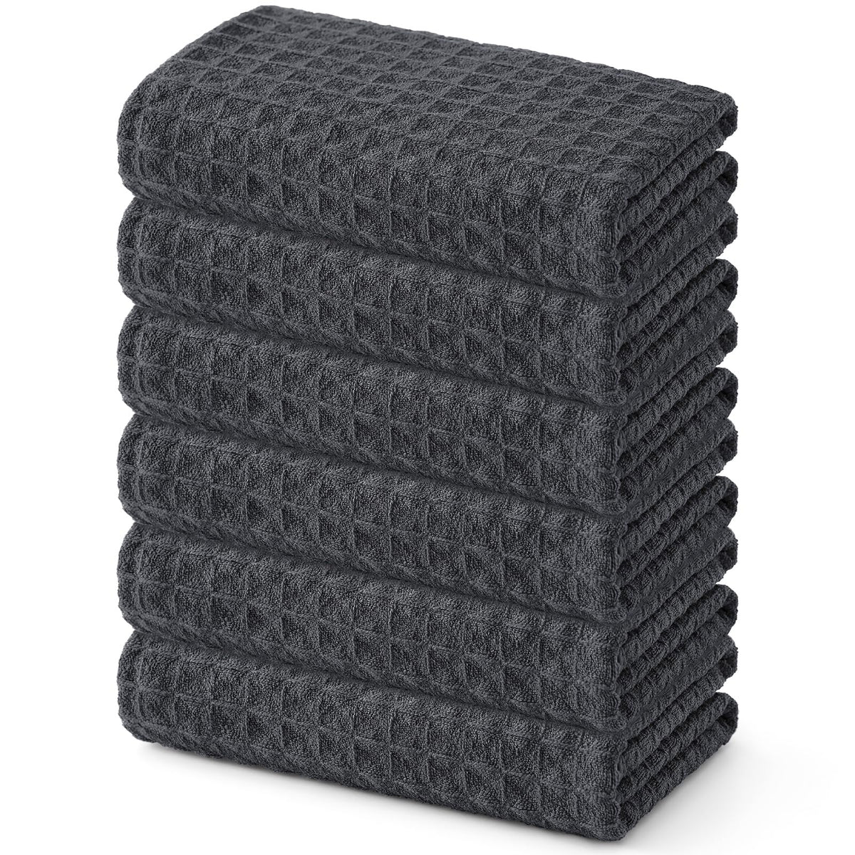 Homaxy Microfiber Waffle Weave Kitchen Dish Cloths, 6-Pack, White