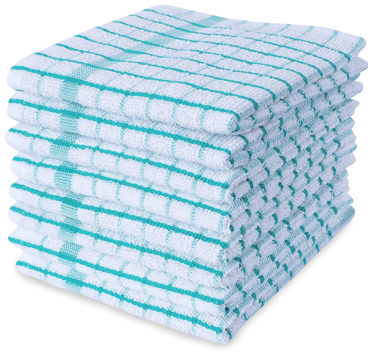 AMOUR INFINI Kitchen Dish Cloths Set of 8 - Ultra Soft, Highly Absorbent, Quick-Drying Terry Cotton Dishcloths 12"x12" Inch Wash & Cleaning Cloths for Kitchen & Dishwashing (D.Grey)