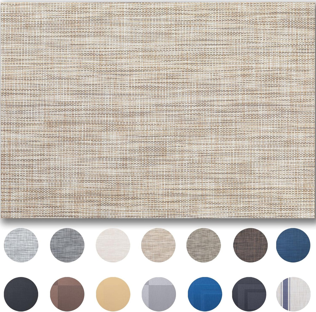 Placemats Set of 4 - Easy Clean Woven Vinyl Placemats for Dining Table, Indoor/Outdoor Place Mats, Washable PVC Table Mats(Caramel)