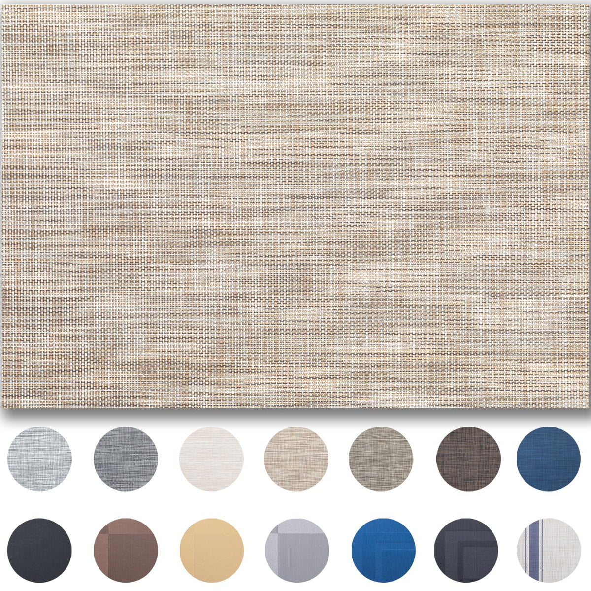 Placemats Set of 4 - Easy Clean Woven Vinyl Placemats for Dining Table, Indoor/Outdoor Place Mats, Washable PVC Table Mats(Caramel)
