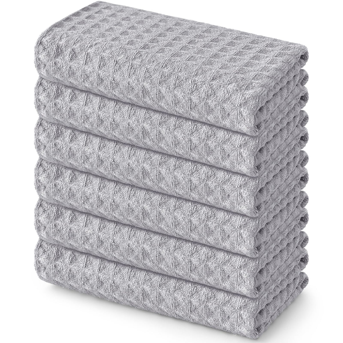 Homaxy Microfiber Waffle Weave Kitchen Dish Cloths, 6-Pack, White