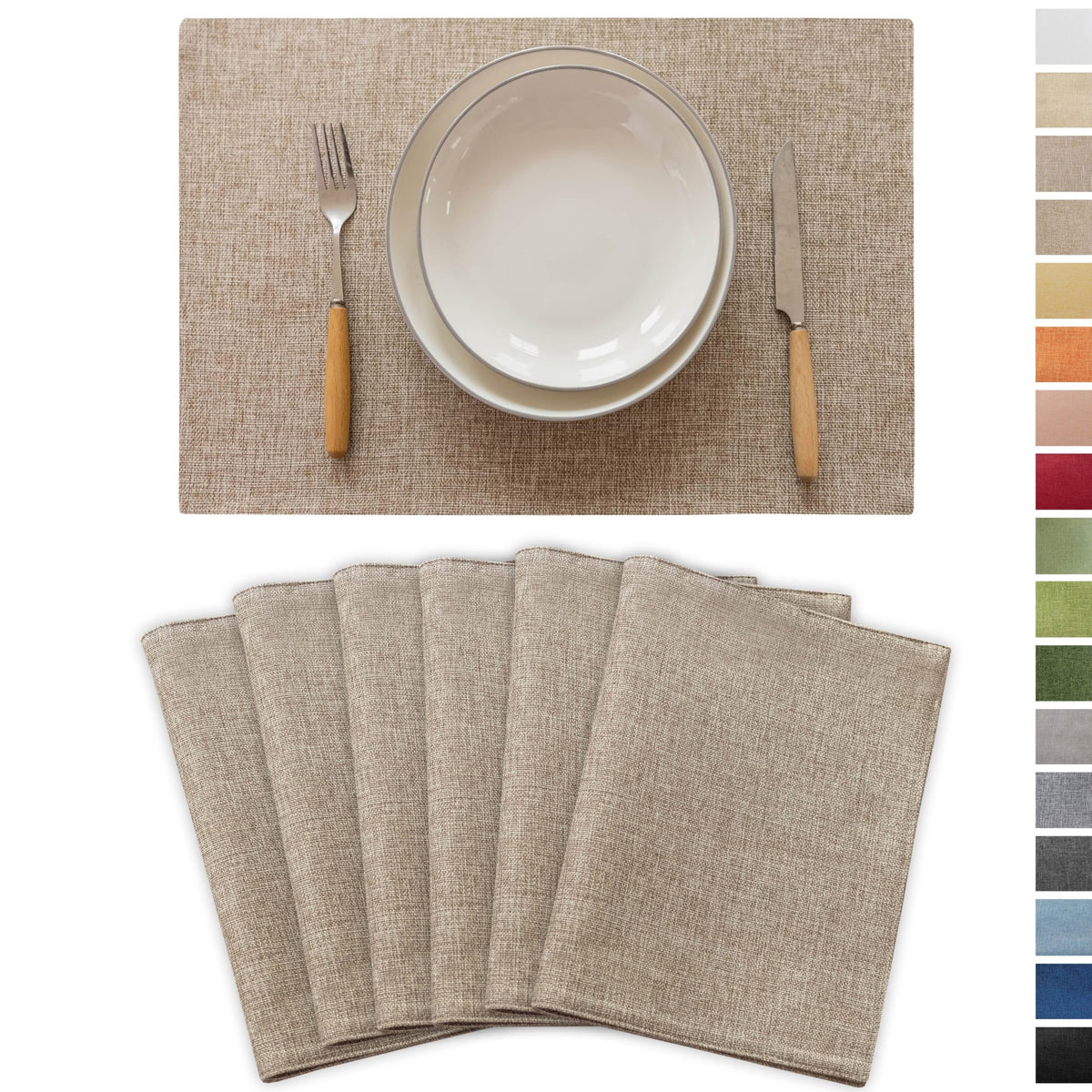 Demetex Cloth Placemats Green Set of 4 Vintage Textured Linen Place Mats Heat Resistant Plate Placemat for Kitchen Dinning Table, Green