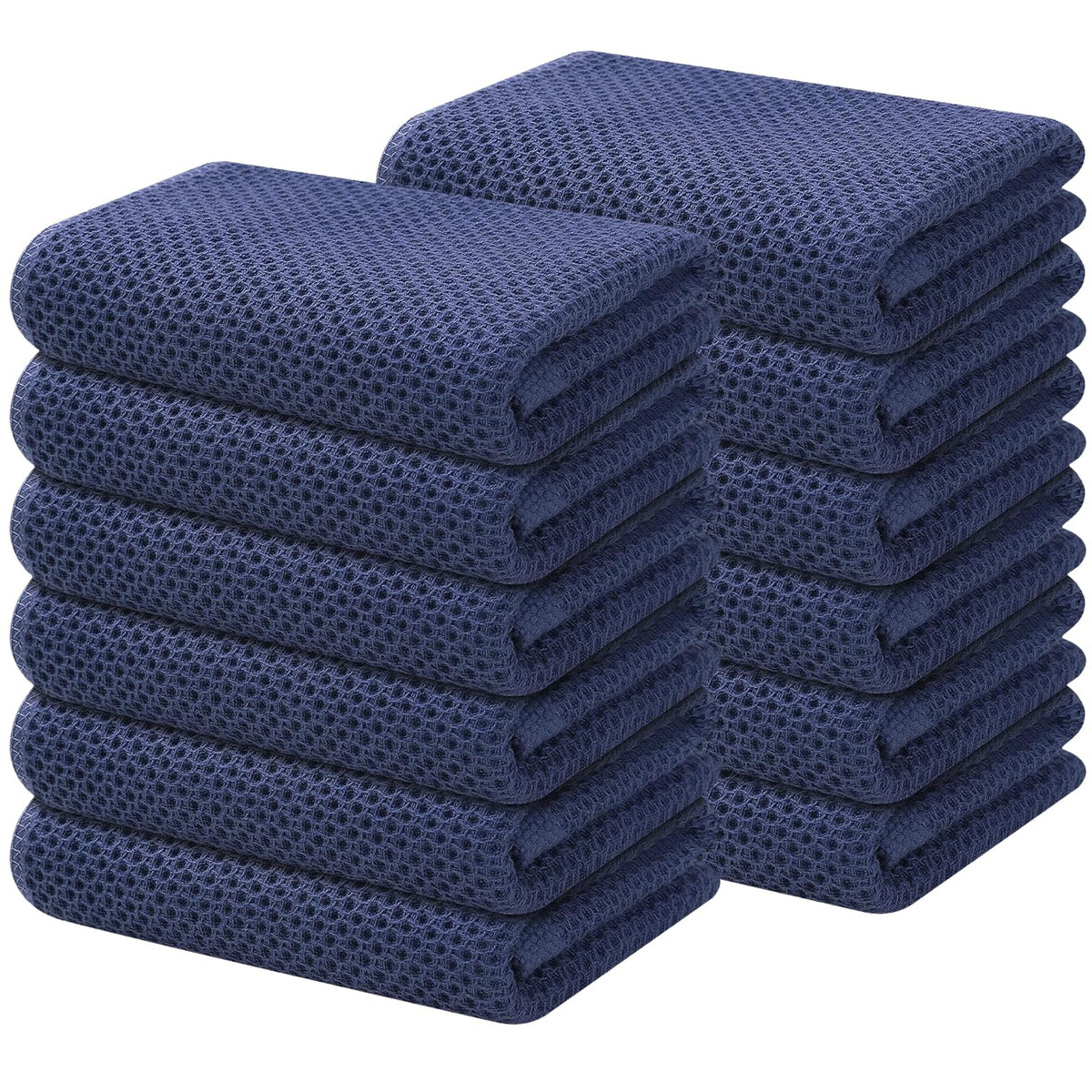 Kitinjoy 100% Cotton Waffle 6-Pack Kitchen Towels, 12" x 12", Dark Grey