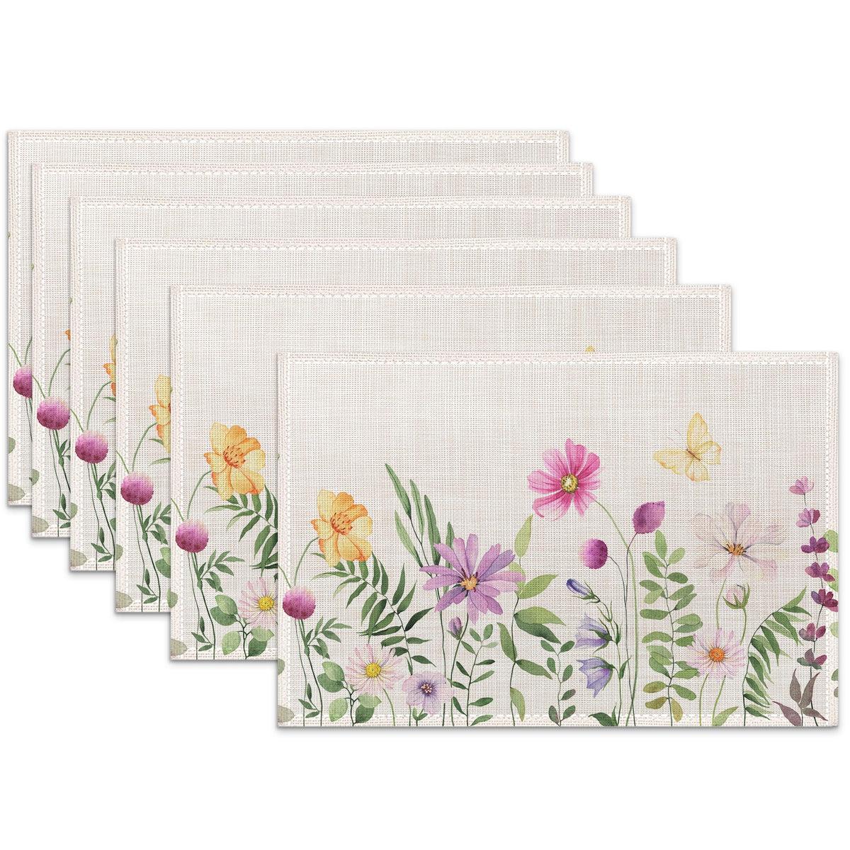 Mexican Placemats for Dining Table Set of 6,Ethnic Stripes Rainbow Place Mats for Home Party Kitchen Indoor Holiday Rustic Washable Heat Resistant Table Mats 12 x 18 Inch
