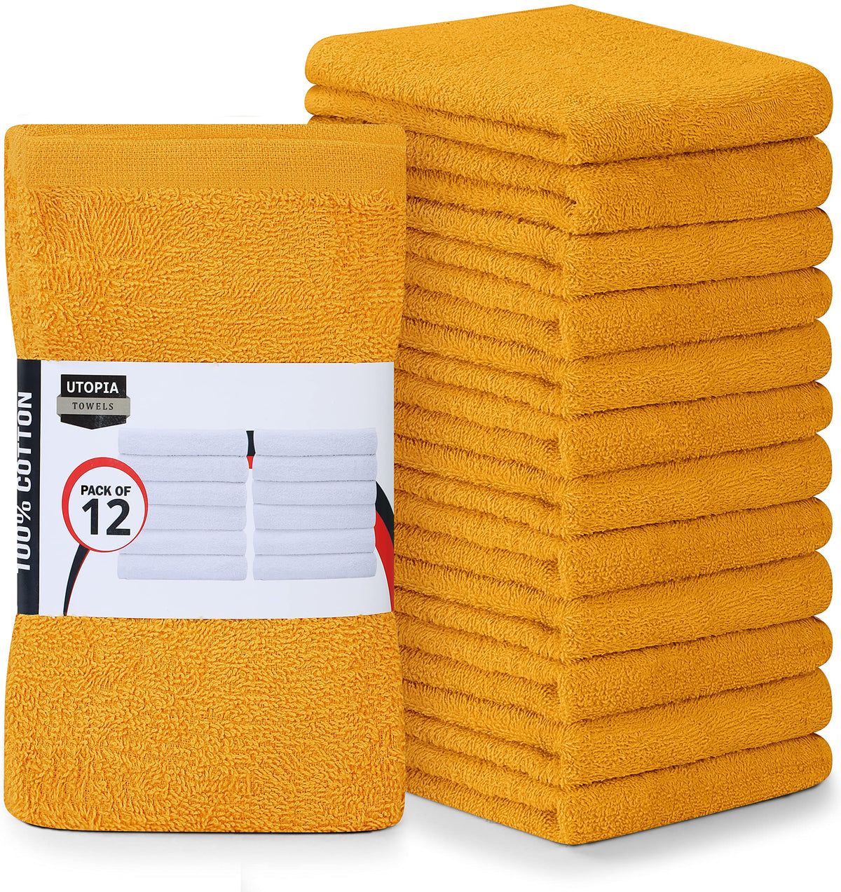 Utopia Towels Kitchen Bar Mops, Pack of 12, 16x19 in, 100% Cotton, White