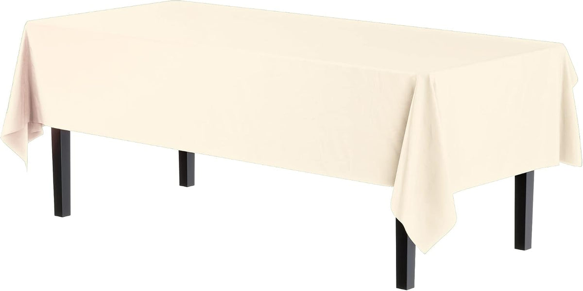 Exquisite Ivory Plastic Table Cloth Disposable 6 Pack - 54 x 108 Inch Rectangle Tablecloth for 6 Foot Tables - Waterproof Table Cover for Party Wedding Birthday Graduation BBQ Catering