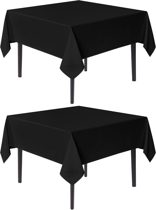 sancua Black Square Tablecloths 54x54 Inch Fabric Table Cloth, 2 Pack