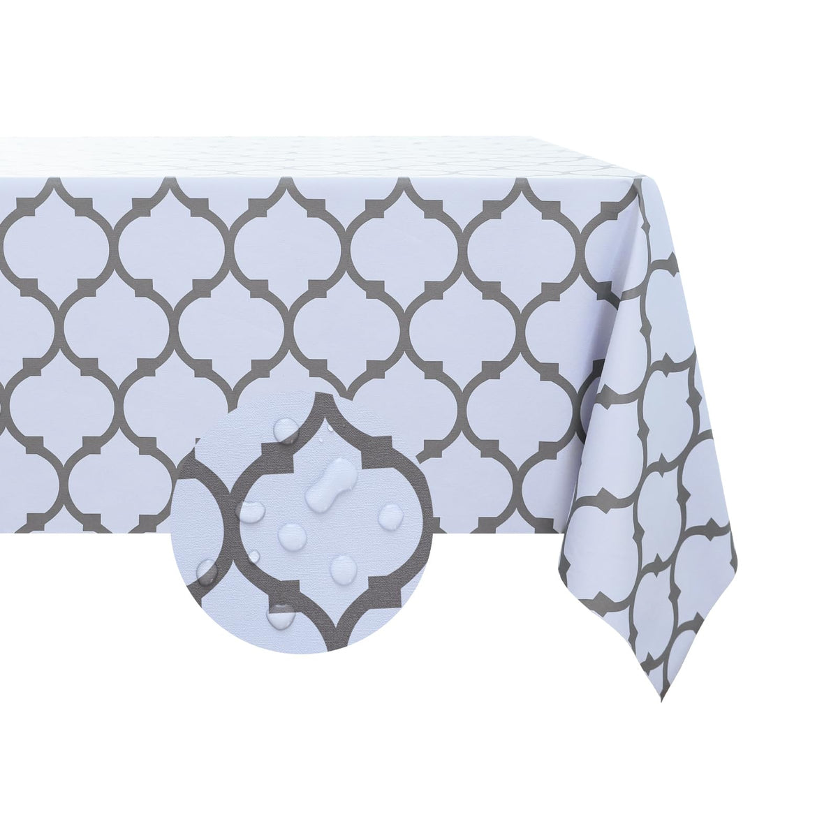 Romanstile Checkered Vinyl Tablecloth, Rectangle 54 x 78, Grey