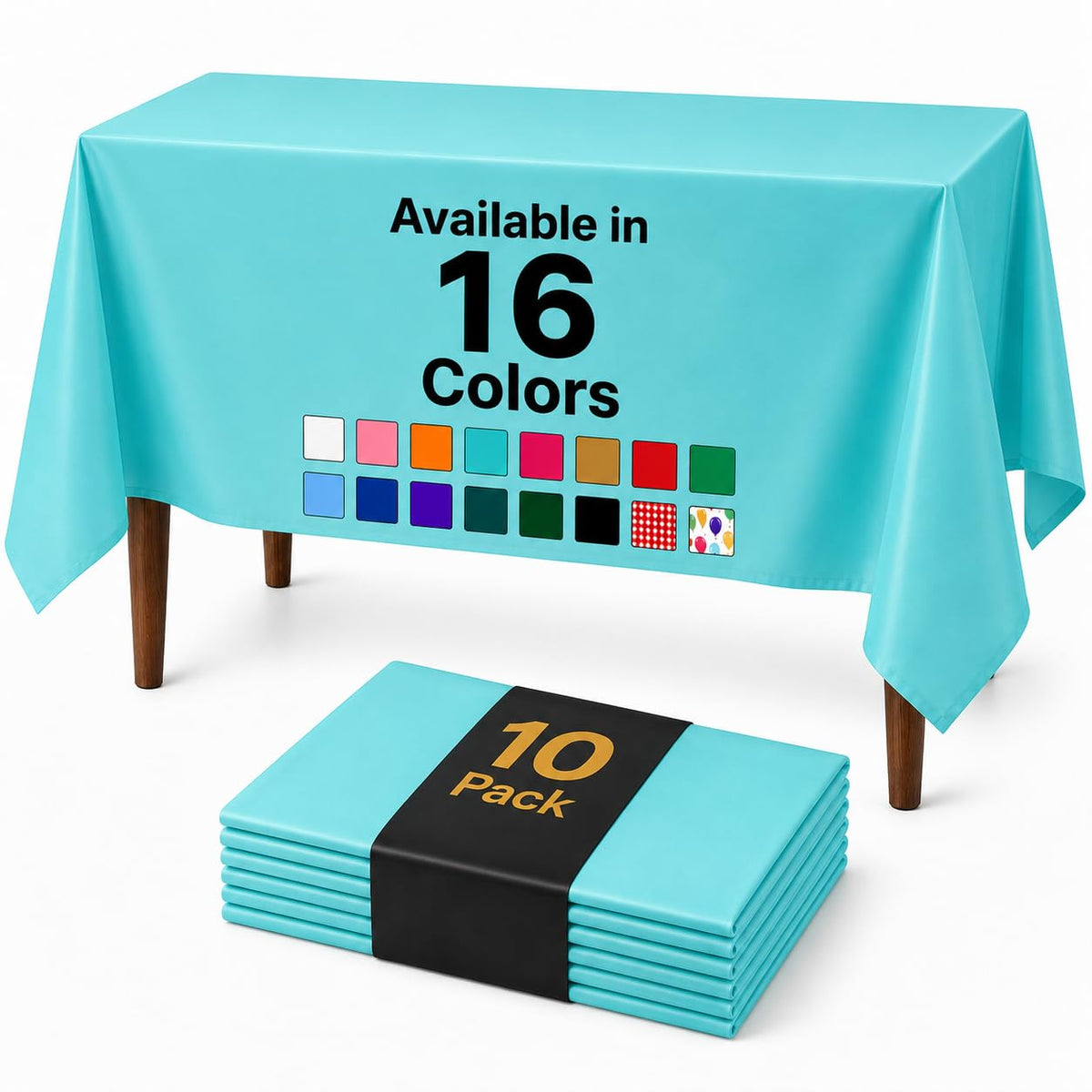 Auros 10-Pack White Plastic Tablecloths 54x108, Fits 6-8FT Rectangle Tables