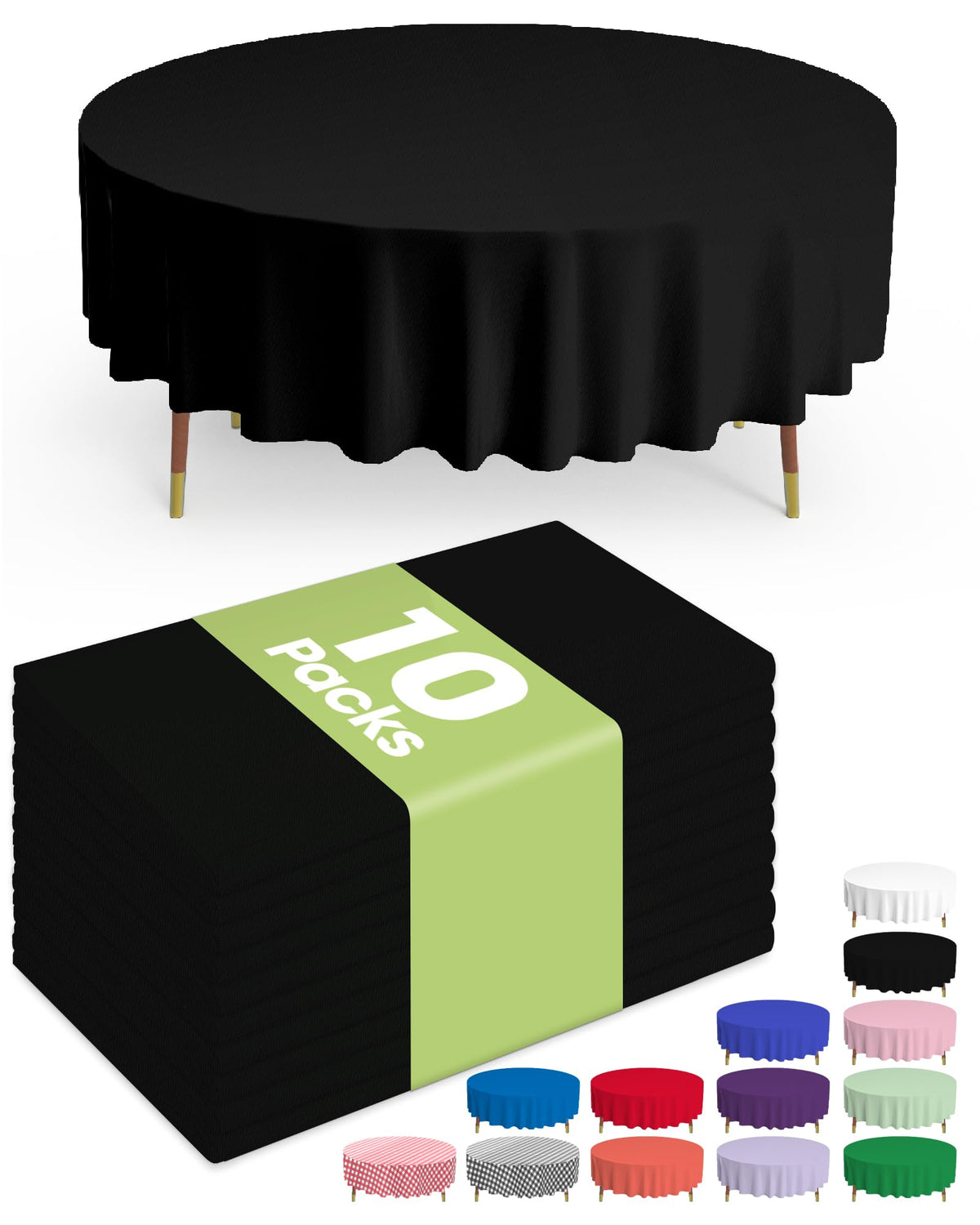 Pureegg Plastic Table Cloth Disposable 10 Pack, 54 x 108 Inch Table Cloths, Patriotic Decorations, Thanksgiving, Veterans Day Tablecloths, Rectangle, Plastic Cover, Leakproof & Sturdy, Navy Blue