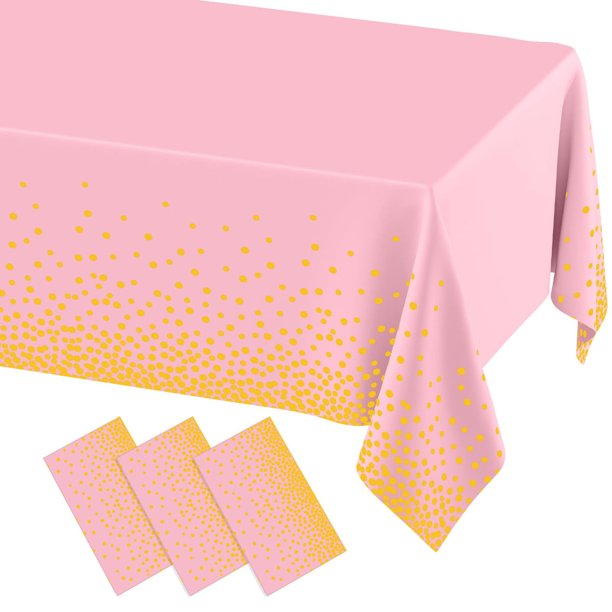 misaya 3 Packs Disposable Plastic Table Cloth, Gold Dots in White