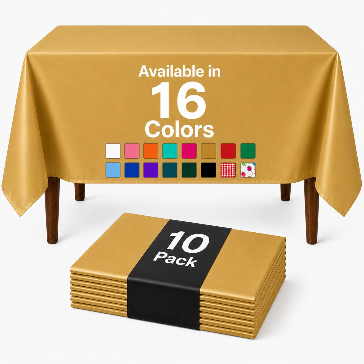 Auros 10-Pack White Plastic Tablecloths 54x108, Fits 6-8FT Rectangle Tables