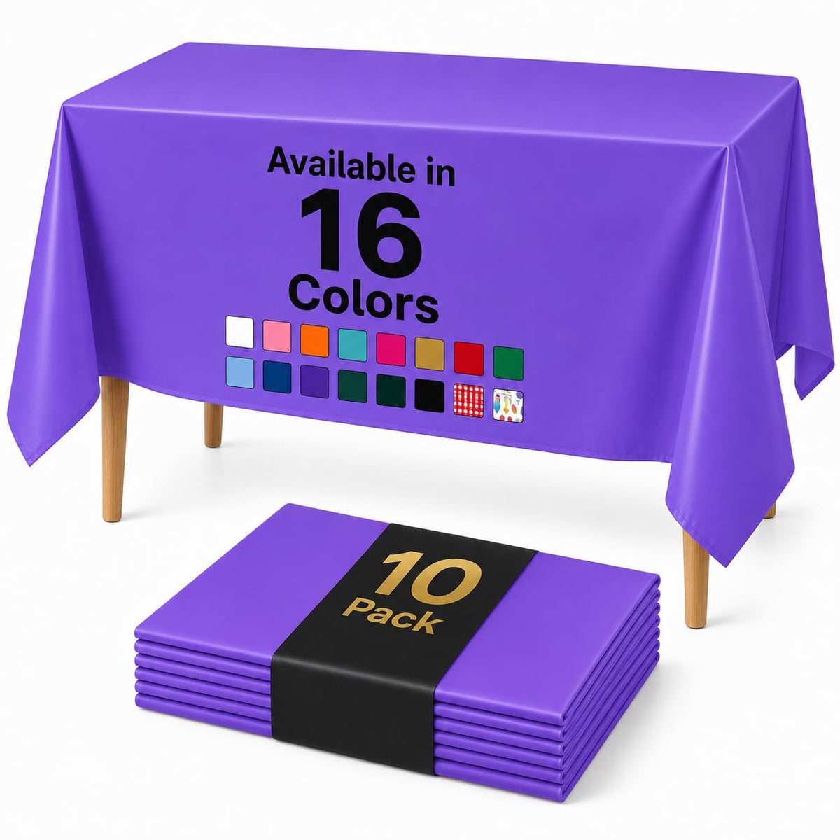 Auros 10-Pack White Plastic Tablecloths 54x108, Fits 6-8FT Rectangle Tables