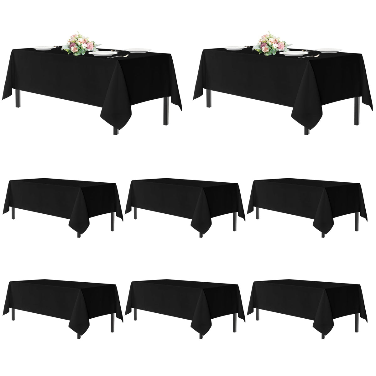 sancua 2 Pack Black Tablecloths 60x102 Inch for 6 Feet Rectangle Tables