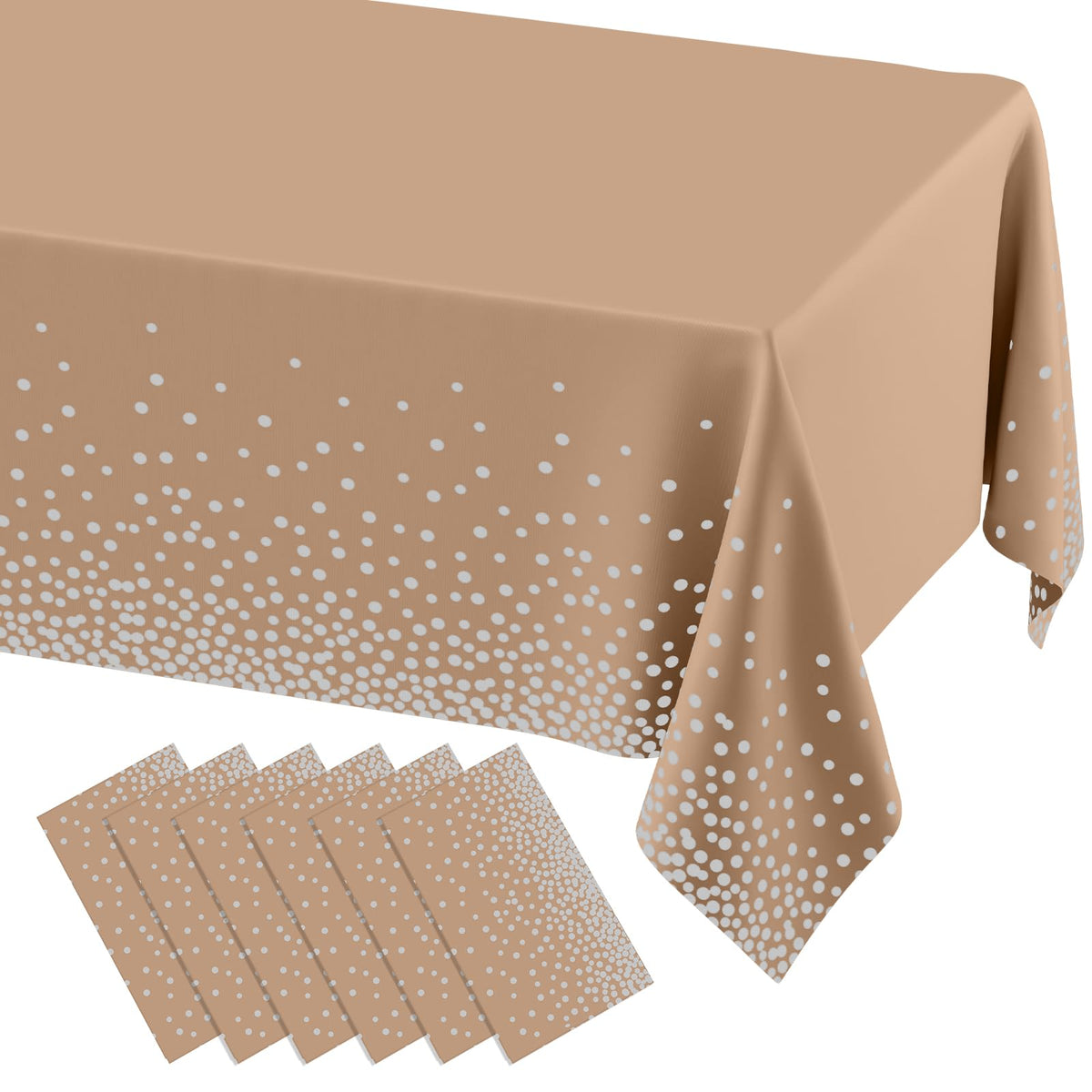 misaya 3 Packs Disposable Plastic Table Cloth, Gold Dots in White