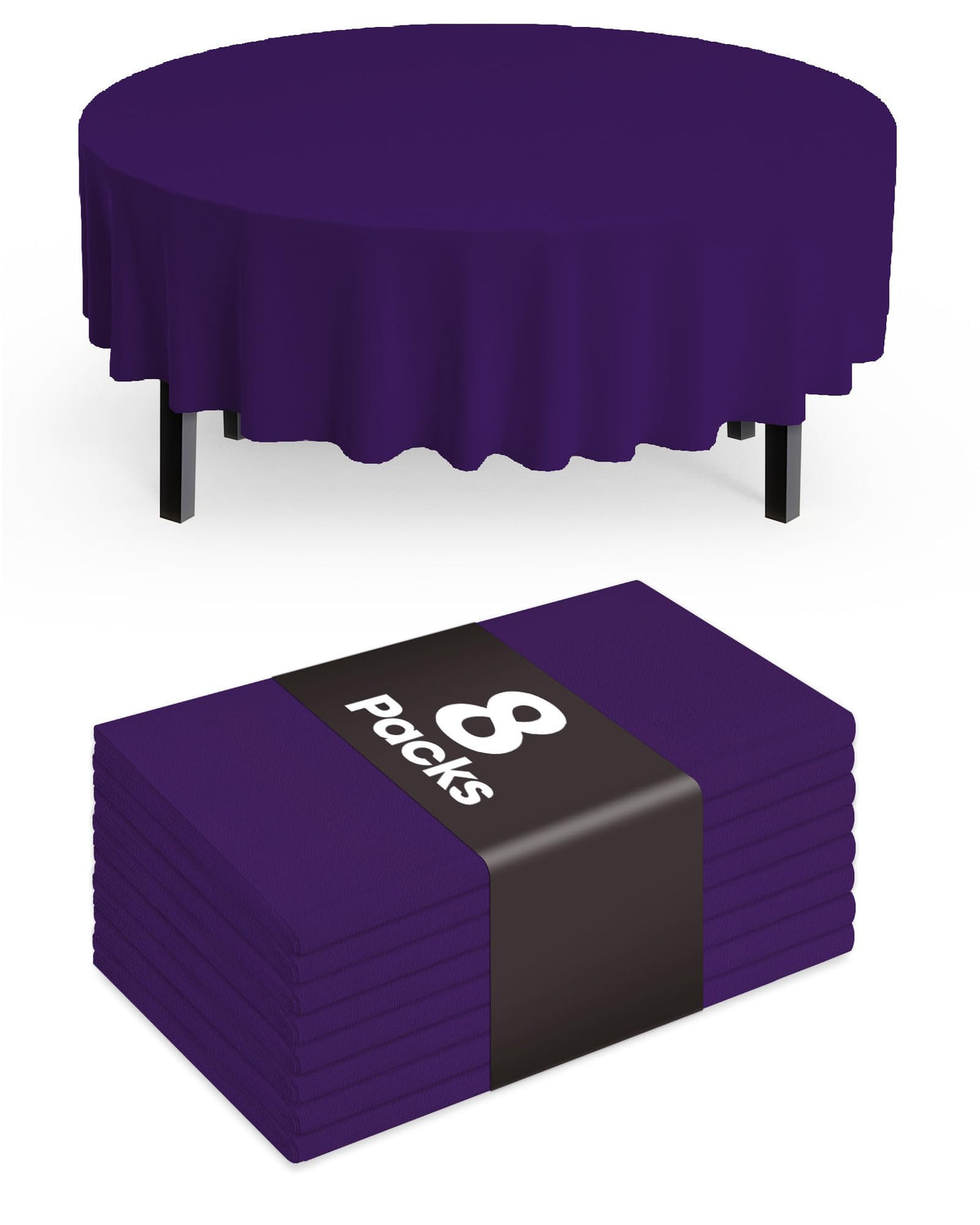 Pureegg Plastic Table Cloth Disposable 8 Pack, 54 x 108 Inch Table Cloths, Graduation Decorations Class of 2025, Graduation Party Tablecloths, Rectangle, Plastic Cover, Leakproof & Sturdy, Black