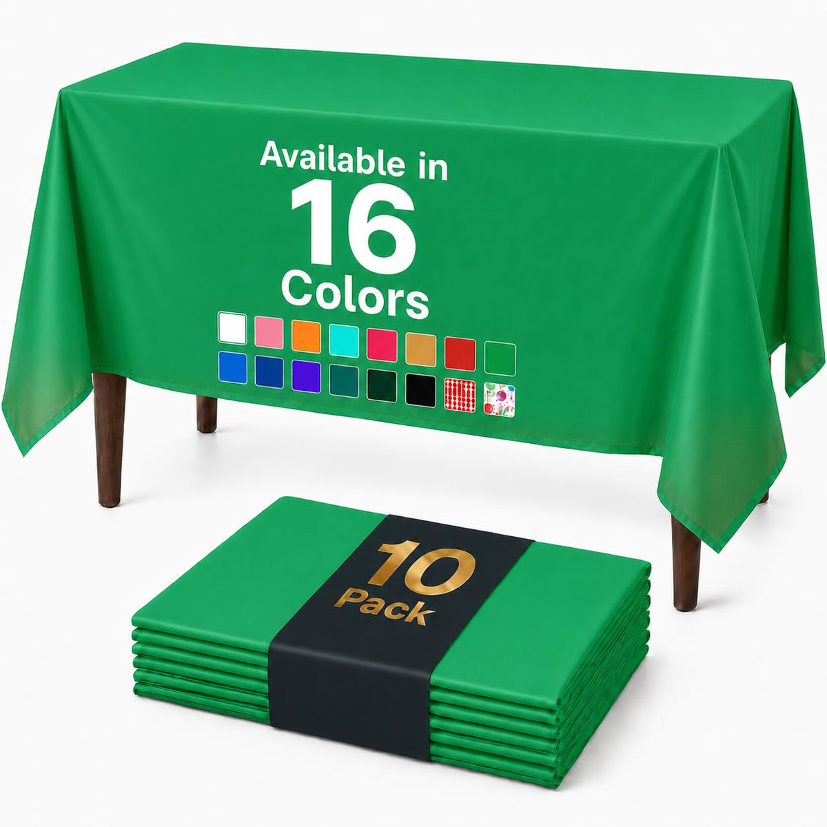 Auros 10-Pack White Plastic Tablecloths 54x108, Fits 6-8FT Rectangle Tables