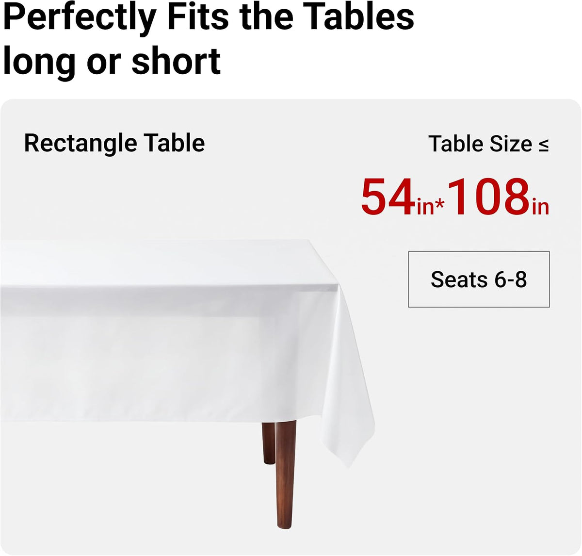 Auros 10-Pack White Plastic Tablecloths 54x108, Fits 6-8FT Rectangle Tables